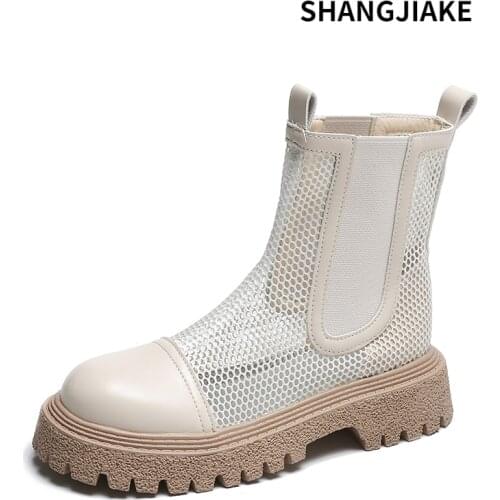 2021 Womens Boots Fashion Elasticity Boot Summer Breathable Mesh Cool Boots Mesh Hollow Sexy Female Ankle Booties Sandals Shoes
