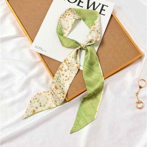 2021 Animals Florals Skinny Hair Scarf Spring Summer Womens Silk Neck Thin Narrow New Neckerchiefs Bag Hat Ribbons Scarves
