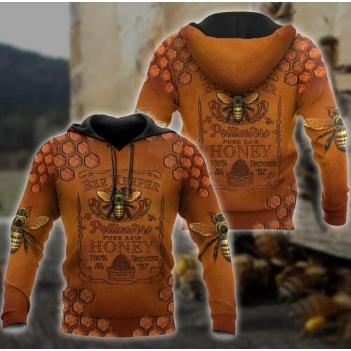 2021 Autumn Fashion Retro Hoodies Beautiful Bee Keeper 3D Printed hoodies Unisex Zip Pullover Casual Harajuku Streetwear DW0392