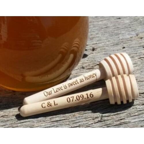 30pcs personalized TEXT engraved Wedding birthday Wooden honey dippers, Housewarming honey stirrers party favors thank you gifts