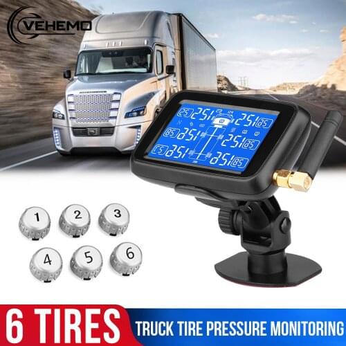TPMS 6tire Truck 6PCS External Sensor High Temperature Alarm Tire Pressure Sensor RV Tyre Digital Real-Time Display