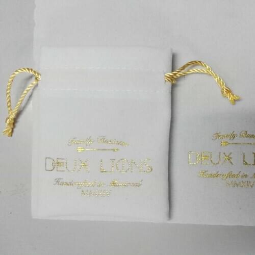 Drawstring velvet jewelry gift dust bag with 2 colors logo printing for jewelry packaging and storage wholesale free shipping