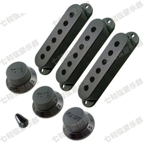 Black Single Coil Pickup Covers & Speed Control Knobs & Switch Tip for Electric guitar