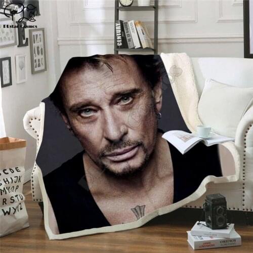 Johnny hallyday 3d printed fleece blanket for Beds Hiking Picnic Thick Quilt Fashionable Bedspread Fleece Throw Blanket style-4