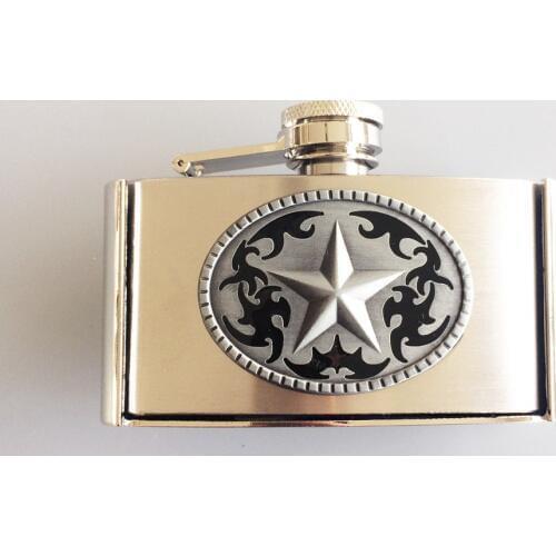 Western Star 3oz Stainless Steel Flask Belt Buckle BUCKLE-FL-Star also Stock in US