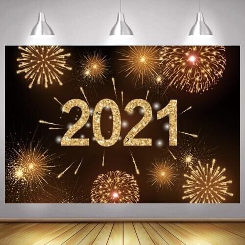 Celebration Happy New Year 2021 Fireworks Photo Backdrop Christmas Party Photophone Photography Background Photocalls Banner