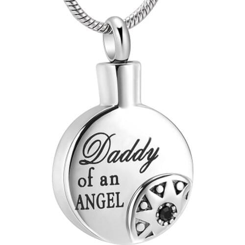 IJD10723 Engraved" DADDY Of An Angel" Cremation Jewelry for Ashes Holder Urn Memorial Keepsake Funeral Necklace & Free Fill Kits