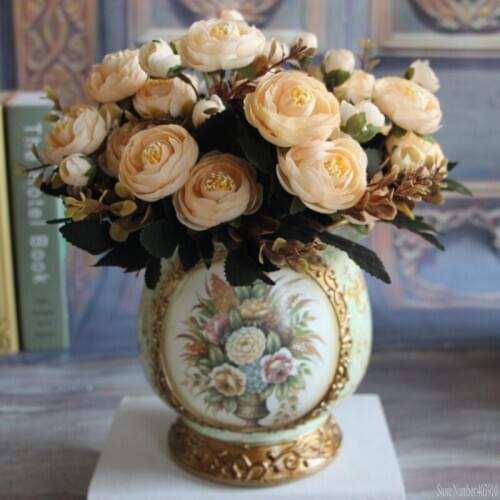 6 Branches Artificial Silk Tea Rose Buds Peony Home Party Bouquet For Wedding Home Party Decorative Fake Hydrangea Cheap Flowers