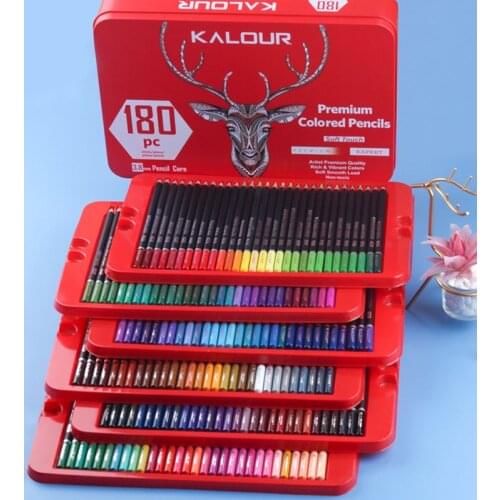 KALOUR 120/180 Colored Pencil Set 3.8 MM Core Soft Oil Color Pencils for Drawing Rich Pigment Colour Pencil Iron Box Set