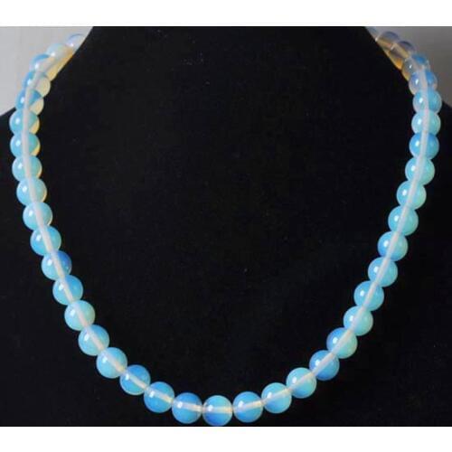 Fashion Opal Stone Round Beads Necklace 18 Inch Jewelry F208
