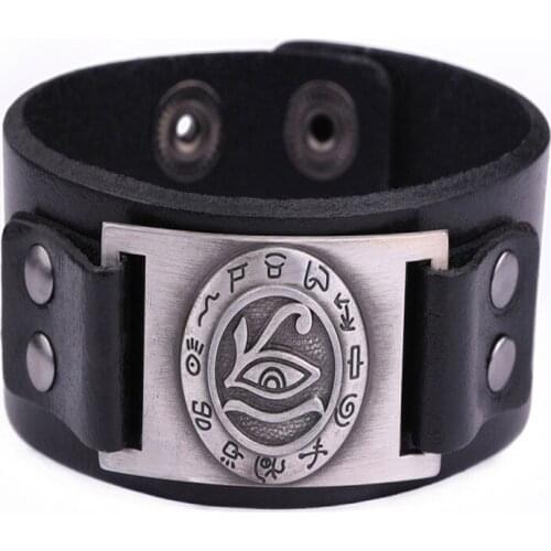 Fashion Viking Bracelet Design Women Men Jewelry Eye of Horus And Twelve Ancient Word Pattern Amulet As Gift Dropshipping