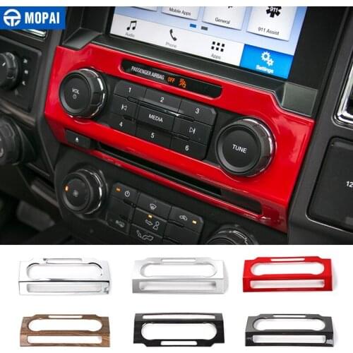 MOPAI Car CD Media Audio Volume Adjust Switch Panel Decoration Frame ABS Interior Stickers For Ford F150 2015 Up Car Styling