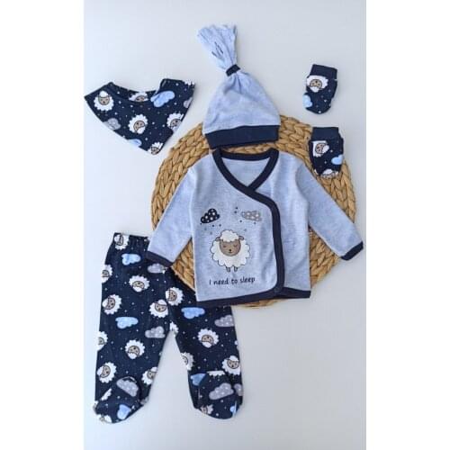 Male Female Child Baby Blue Lamb Printed Baby 5 of gecelerHastana Output The Zibin Set