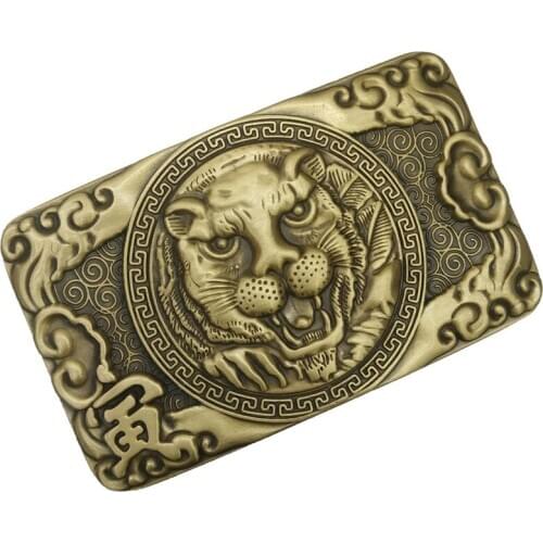 NBZZR New Chinese Zodiac Culture 3D Animals Pattern Brass Metal Western Denim Fashion Flat Belt Buckle