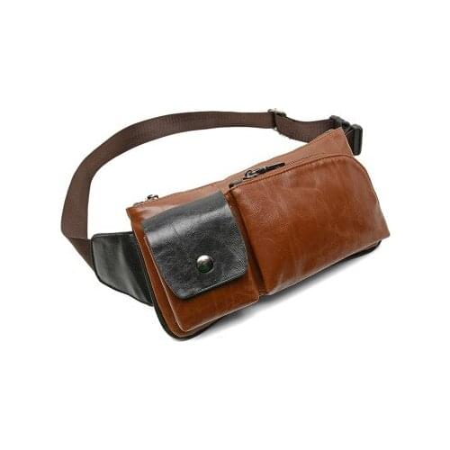 2020 new pu Mens Anti-theft Retro Chest Bag Messenger Bags Sports Pouch Casual Waist Bags Korean Mens Bag