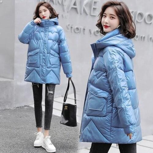 2021 New Winter Jacket Parkas Coat Womens Clothes Long Coat Fashion Loose Casual Hooded Cotton Padded Parka Jacket Basic Coat