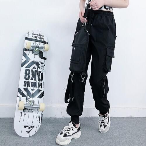 New Hip Hop Clothes Women Girls Jazz Dance Costume Black Street Dance Pants Hiphop Style Sport Running Outfit Loose Pants BI434