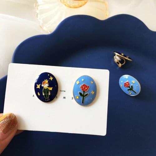Timlee E222 New Originality Drip Oil Geometry Ellipse Girl Flower Alloy Studs Earrings Popular Accessories wholesale