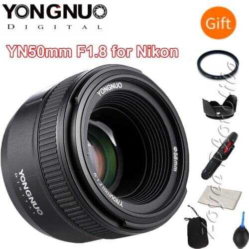 YONGNUO 50MM F1.8 Camera Lens for Nikon D800 D700 D3200 D3300 D5100 D5200 D5300 D7000 Large Aperture AF MF DSLR Camera Lens Gift