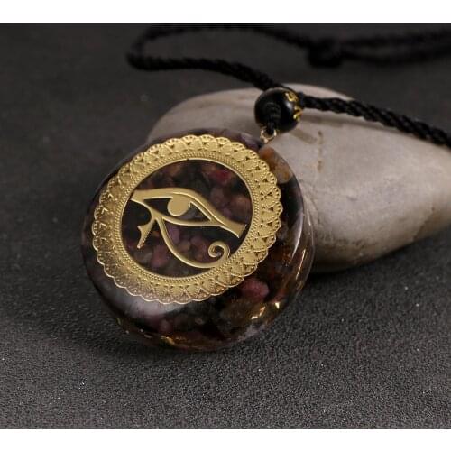 Natural Stone Tourmalines Chip Gravel Oronge Necklace Eyes Pendant Energy Orgonite Amulet Soothe The Soul Pendulum Reiki Jewelry