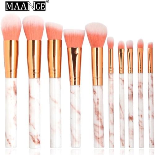 Factory direct sales 10 marble-printed makeup brush basic beauty tools for beginners must-have makeup brushes set professional
