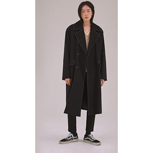 Early spring casual mens Korean windbreaker loose long casual coat mens 2021 new large windbreaker coat