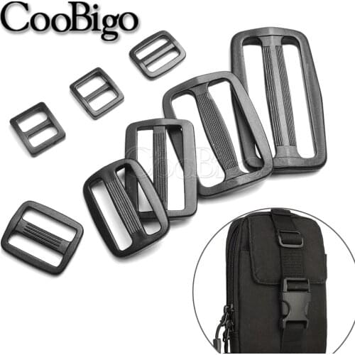 Adjust Tri Glide Slider Tri-ring Buckle Curve Sport Backpack Straps Dog Collar Harness Rope Webbing Accessory Plastic Black 5pcs