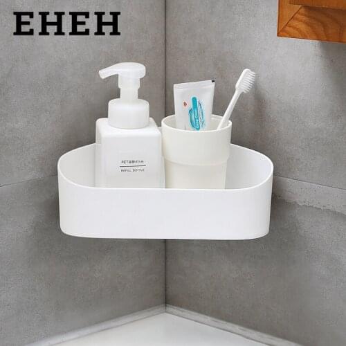 EHEH Self-adhesive Triangle Rack kitchen bathroom storage shelf Drain water washable removable punch-free strong paste shelf
