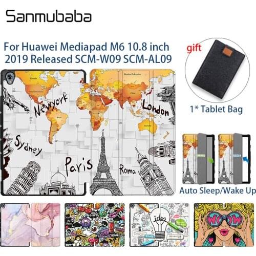 Sanmubaba PU Leather Case For Huawei Mediapad M6 10.8 inch SCM-W09/AL09 Folio Flip Stand Smart Cover Coque Auto Sleep Wake Up