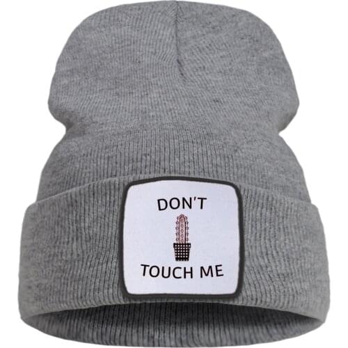 Dont Touch Me Cactus Funny Printing Unisex Cap Flexible Wool Autumn Caps Hot Sale Simple Knitted Caps Creative Quality Cap