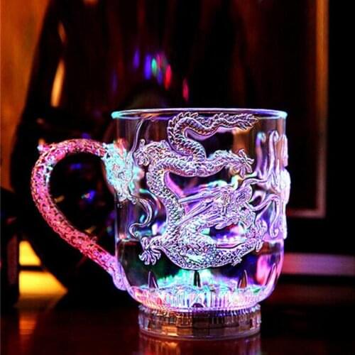 LED Flashing Color Change Water Activated Light Up Dragon Beer Wine Whisky Cup Bar Mug Cocktail Halloween Wedding LED Flash