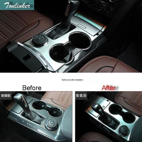 Tonlinker Cover Case Stickers for FORD Explorer 2016-17 Car Styling 3 PCS Stainless steel Gear and glass position cover sticker