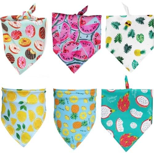 Pet Supplies Donuts Fruit Pattern Cartoon Pet Saliva Towel Dog Triangle Scarf Dog Bows Pet Dog Fashion Dog Bandana Scarf