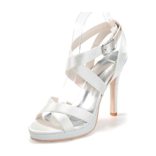 Creativesugar woman sandals satin summer dress shoes high heels party prom purple silver grey ivory lady pumps crossed bands