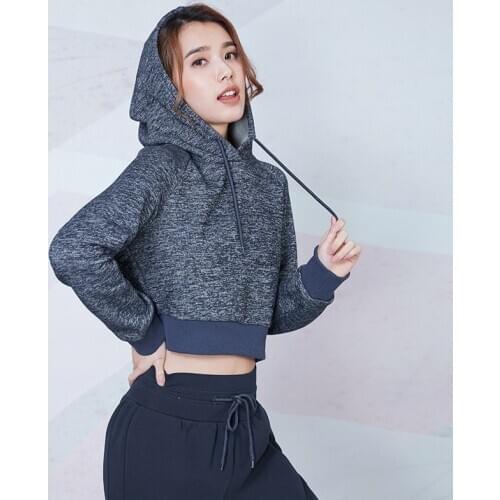 VANSYDICAL Winter Pullover Hoodies Women Crop Top Fitness Female Long Sleeve Running Sweater Sports Wear for Women Gym Clothing