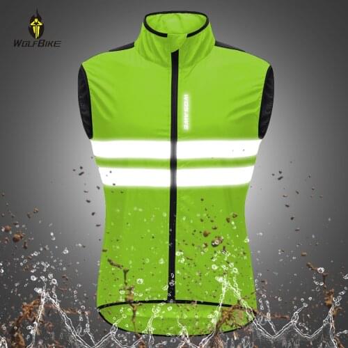 WOLFBIKE High Visibility Outdoor Sport Mtb Bike Vest Windproof Bicycle Reflective Sleeveless Jersey Breathable Cycling Waistcoat