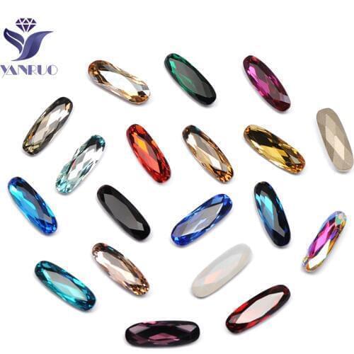 YANRUO 4161 Elongated Baguette Sewing Stones Strass Crystal Applique DIY Jewelry Point Back Glass Rhinestones For Crafts