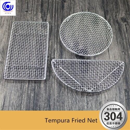 304 stainless steel tempura fried food net Japanese air net barbecue net semicircular rectangular food frying oil rack