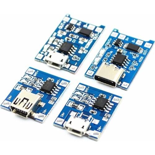 1PCS type-c/Micro USB 5V 1A 18650 TP4056 Lithium Battery Charger Module Charging Board With Protection Dual Functions 1A Li-ion