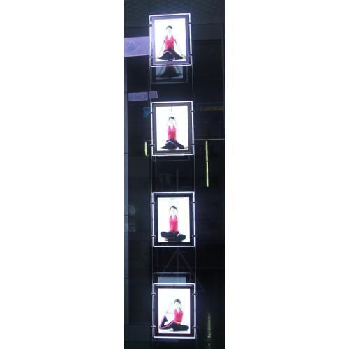 Real Estate Agent LED Window Display Acrylic Portrait A4 Double Sided LED Light Pocket with Magnetic Open