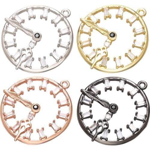 ZHUKOU 24x28mm alarm clock crystal necklace earrings pendant for DIY handmade necklace earring jewelry accessories model: VD675