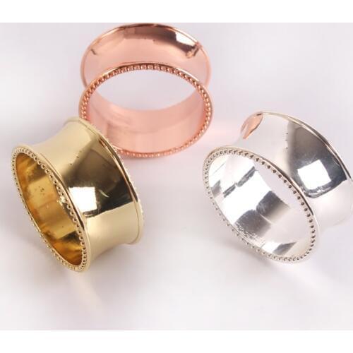 10pcs/lot Hotel explosion napkin ring beads side round gold and silver scarf circle Korean napkin buckle banquet napkin ring