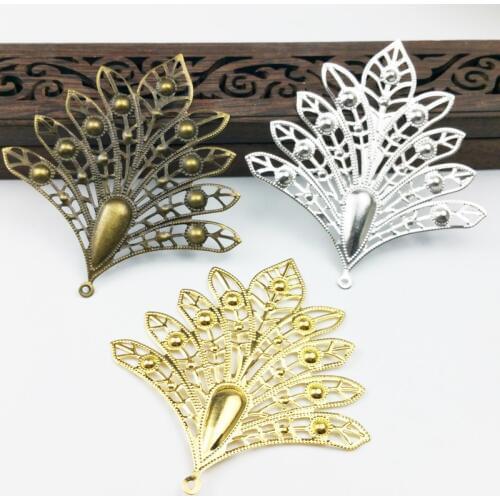 10pcs 40x78mm Filigree Flower Wraps Metal Charms For Embellishment Scrapbook DIY Jewelry Craft