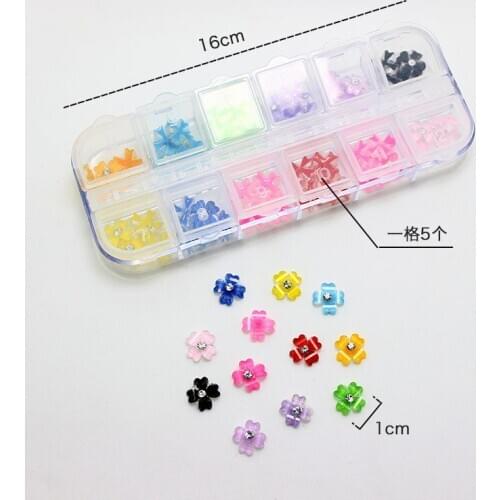 12 Color 3D Four Leaf Flower Shaped Nail Art Decoration Acrylic Nail Decorations Tips Manicure Nail Sticker