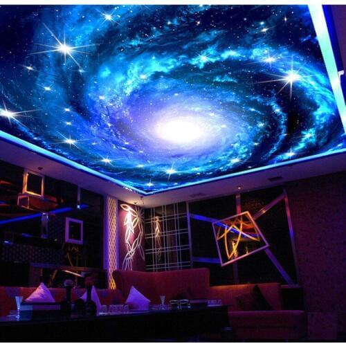 Custom 3D Photo Wallpaper Galaxy Star Ceiling Fresco Wall Art Painting Living Room Bedroom Ceiling Mural Wallpaper De Parede 3D