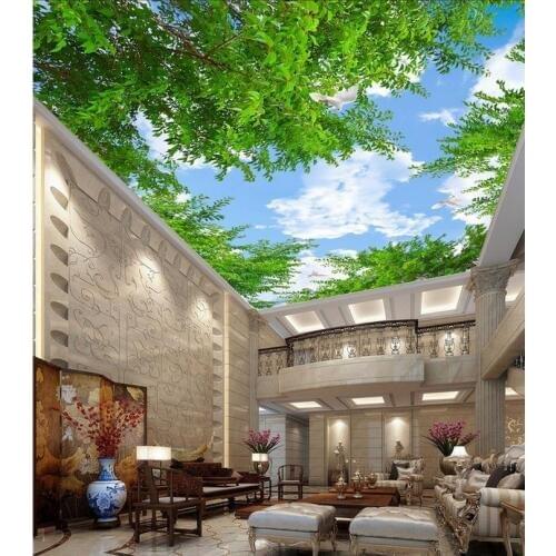 3d ceiling murals wallpaper Blue sky green leaf ceiling frescoes Home Decoration wall 3d wallpaper