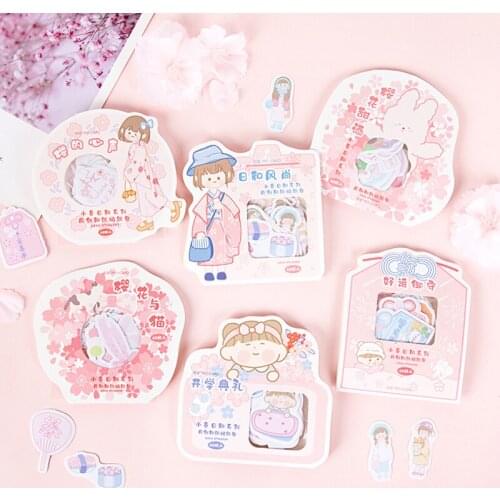 40pcs kawaii sakura cat Japanese style Decorative Washi Stickers Scrapbooking Stick Label Diary Album Stickers