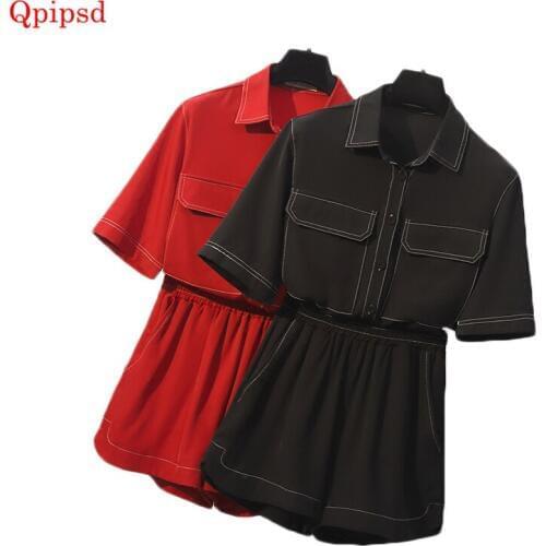 4XL Summer Large Size Womens Clothing 2021 New Loose Chiffon Shorts Suit Women Temperament Slim Sporting 2 Piece Sets Pants Suit