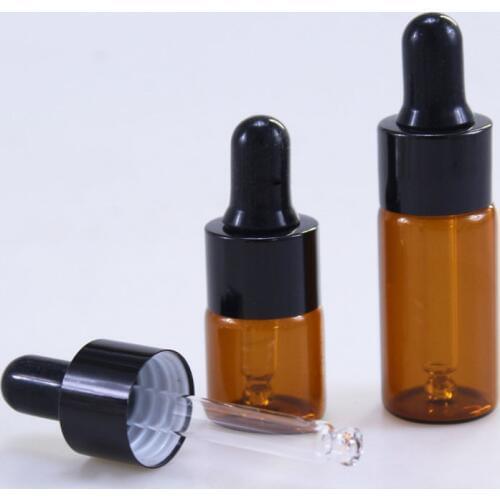 50pcs 5ml 10ml 15ml 20ml Portable Amber Aromatherapy Esstenial Oil Bottle with Glass Eye Dropper, Mini Empty Dropper Bottle