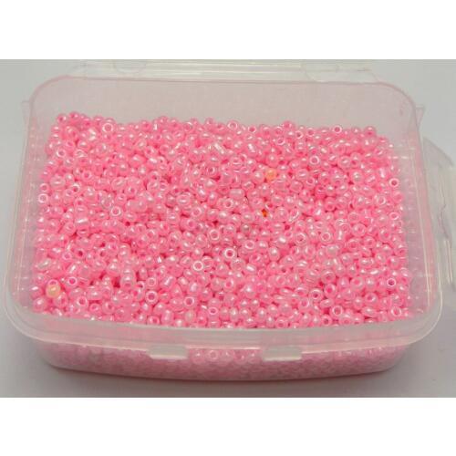 5000 Ceylon Pearl Bright Pink Glass Seed Beads 2mm (10/0) + Storage Box